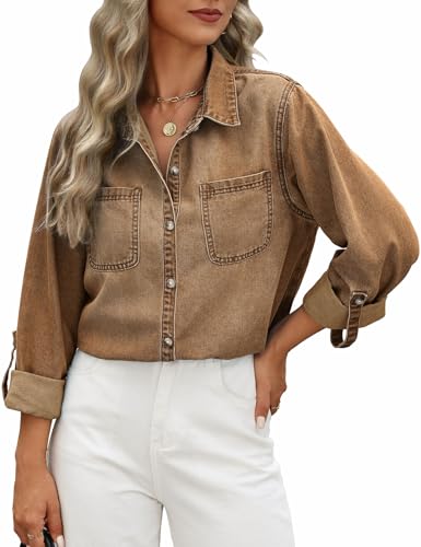 CMTOP Camicia Donna Camicetta Manica Lunga Loose...