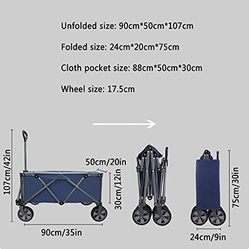 Klappbarer Bollerwagen für den Außenbereich, zusammenklappbarer Allzweckwagen mit 4 Rädern, tragbarer Handwagen für den Garten im Freien, zusammenklappbarer Camping-Ziehwagen, Load-B – Bild 5