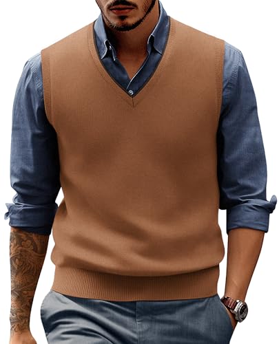 PJ PAUL JONES Mens Sleeveless Sweater Vest Wool Blended V