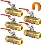 (Pack of 5) AB 3/4 Inch Push to Connect Ball Valve, 3/4 Inch Water Shut Off Valve with Disconnect Clip, Full Port Push Fit Ball Valve for Copper, CPVC and PEX Pipe, UPC Certified