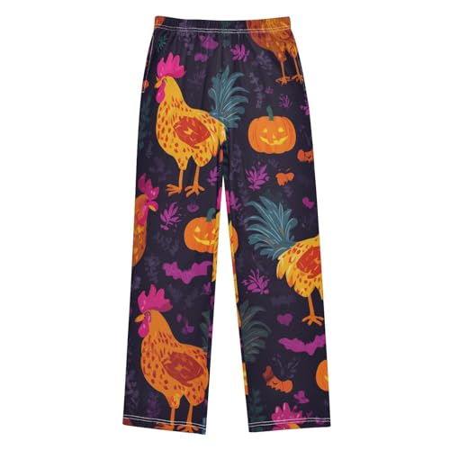 Rooster Pumpkin Boys Long Pants Soft Trousers Elastic Waist Kids Lounge Bottoms with Pockets S-XL