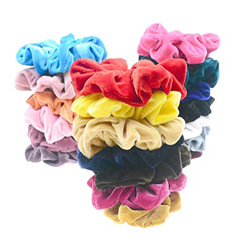 20 Pack Colored Big Velvet Scrunchies for Hair, Large Scrunchies Hair Ties Elastics Hair Bands