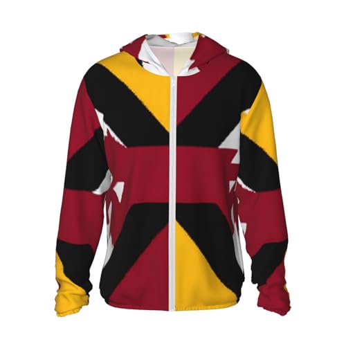 Sun Protection Hoodie Shirt Flag of Maryland UPF 50+ Long Sleeve Outdoor Rash Guard for Men Women
