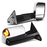 Pair Chrome Power Heated Amber LED Turn Signal Lights Tow Mirrors w/Puddle Lamps Compatible with...