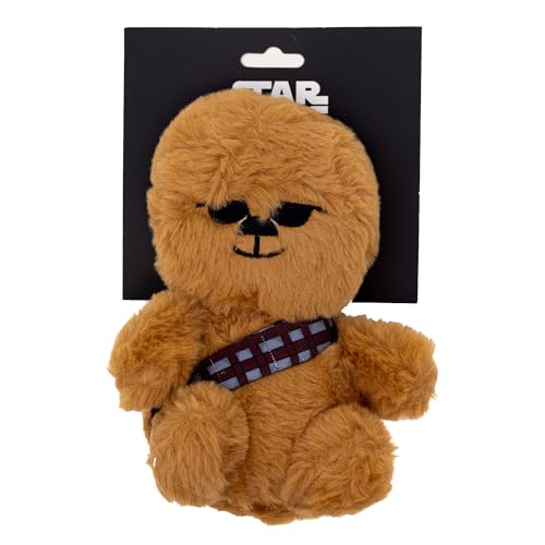 Buckle-Down Star Wars Quietschendes Plüsch-Hundespielzeug für große, mittelgroße und kleine Hunde, Chibi Chewbacca, sitzende Pose, 11,4 x 15,2 cm