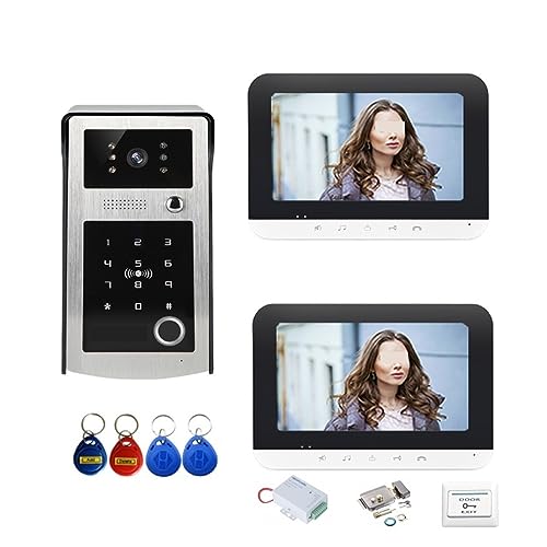 WAFOHSR Intercomunicador IP con WiFi, Timbre De Vídeo Inteligente, Huella Dactilar, Contraseña Y RFID, Desbloqueo Acceso A La Puerta, Sistema Videoportero Audio Bidireccional(B Kits)