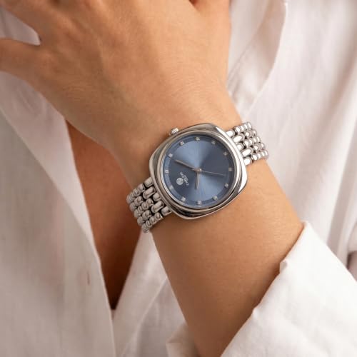 Image of Carlton London Women Celeste Analog Watch, Square Dial, Stainless Steel Strap, Quartz Movement, 30M Water Resistant, Casual Wear