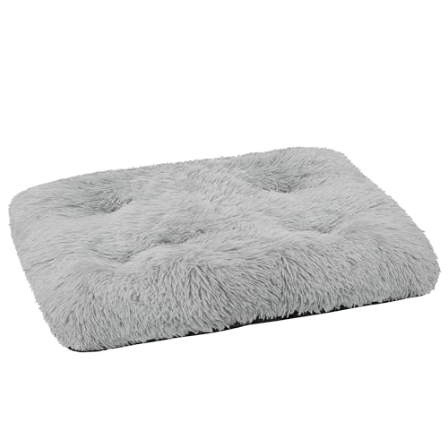 Domarex Hundebett Katzenbett weich flauschig 70x50 cm - orthopädisches Haustierbett für kle-ine Hunde & Katzen - rutschfestes, pflegeleichtes Kuschelkissen aus Polyester mit Silikonfüllung - Grau
