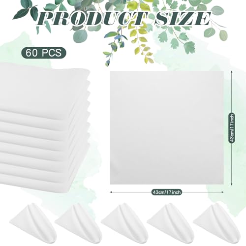 Servilletas de Tela Lavables Buryeah 60 Pzs 43x43 cm Blanco miniatura 2