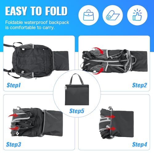 Mochila Plegable Impermeable para Senderismo Negra miniatura 4
