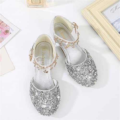 OMEARK Girls Princess Sandals Round Toe Glittler Rhinestone Dress Up Shoes Sparkly High Heels Party Wedding Girls Shoes Breathable Non-Slip for Kid Toddler3