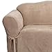 SureFit Home Décor Soft Suede Box Cushion Loveseat One Piece Slipcover, Relaxed Fit, Polyester, Machine Washable, Taupe Color