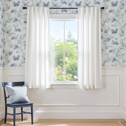 Lazzzy White Velvet Curtains 63 Inch Length for Living Room Bedroom Light Filtering Thermal Insulate Window Drapes Super Soft Luxury Curtains Back Tab 2 Panels
