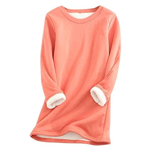 Fleece Lined Sweatshirt for Women Ladies Thick Fleece Sweatshirt Casual Pullover Jumper Velvet Warm Underwear Tops for Work Officce Sale Clearance UK Size Valentine's Day Tshirts S-5XL Cover