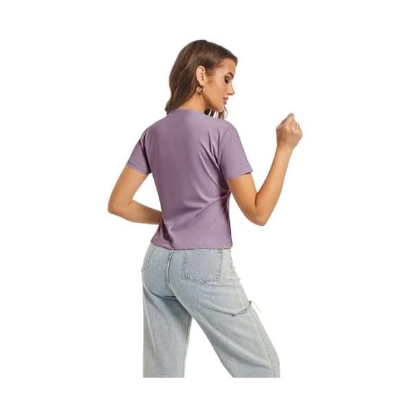 Womens Basic Tops Short Sleeve T Shirts Crew Neck Clothes Slim Fit Tees Y2K Shirts - Image 5