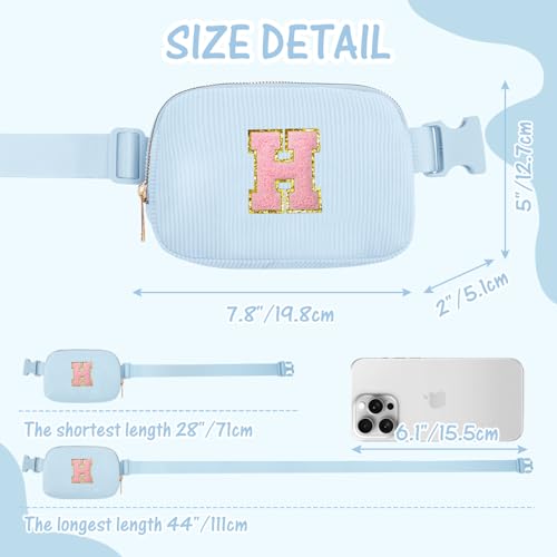 Image of Gitus Birthday Gifts for 10 11 12 13 14 15 16 Year Old Girls Personalized Gifts for Women Initial Fanny Pack Crossbody Bag Belt Bag Cute Preppy Stuff for Teen Girls Teenage Girl Gifts (Icing Blue-H)