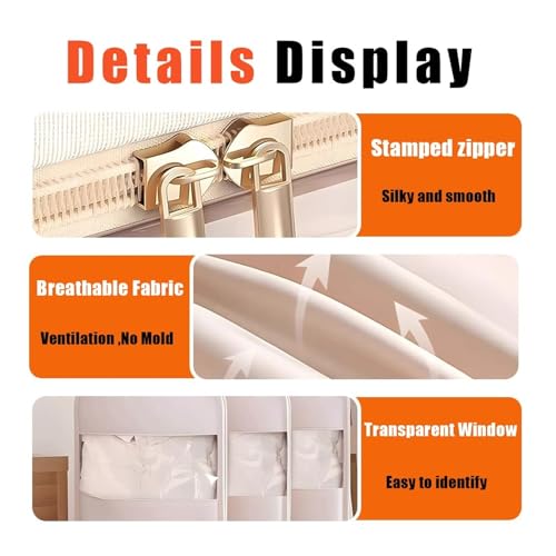 2025 New Space Saver Closet Organizers,Satin Space Saving Hanging Garment Bag with Self Compression Zipper, Down Coat Compression Dust Cover for Closet Storage(Pink,Medium)4