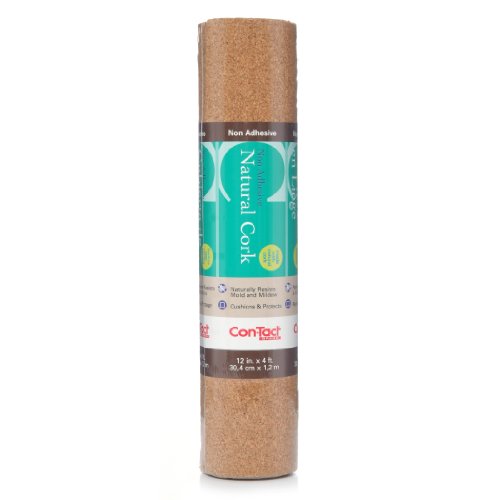 Con-Tact Brand - 04F-C6410-06 Cork Non-Adhesive Shelf and Drawer Liner for Crafters, 12" x 4', Natural