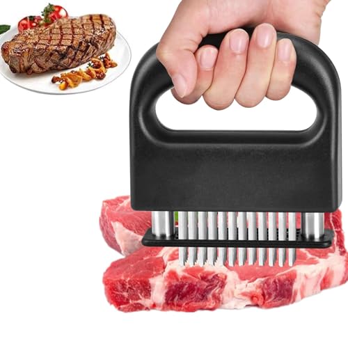 Presse à Escalopes Attendrisseurs Lames d'Aiguille Ultra Tranchantes Acier Inoxydable Outil Attendrisseur Aiguilles Viande Avec 48 Lames Acier Inoxydable Pour Viande, Steak, Poulet, Outil De Cuisine