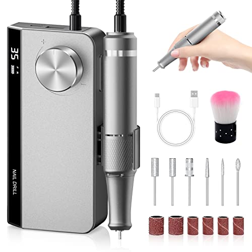 Professional Nail Drill Machine 35000 Rpm, Portable Rechargeable Electric Nail E File Machine For Acrylic Nails Gel Polishing Removing, Cordless Nail Drill For Home Salon #TOP18