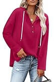 RUMIA Hoodies for Women Long Sleeve Shirts Early Fall Fashion 2025 Outfits Teachers Back to School Loose Tunic Tops Hot Pink XL