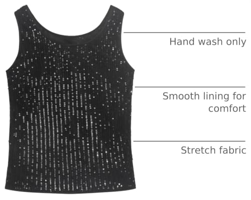 Image of Noomelfish Girls Sequin Tank Tops Sparkly Glitter Dance Sleeveless Shirt (5-12 Years)