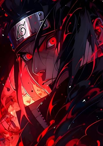 Image of NIJUKA Anime Printed Metal sheet Poster For Home And Room Decoration | For Anime Art Fans Boys And Girls (Akatsuki member itachi)