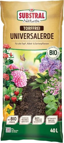Substral Naturen Universalerde Bio & torffrei 40l - für Zimmer-, Balkon und Kübelpflanzen, in Beeten und Rabatten