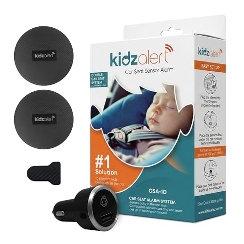 Image of Car Seat Sensor Alarm, 1 Alarm + 2 Sensors | Automatic Child Detection Alert, Plug-in Installation, 2 Sensor System for 2 Car Seats in the Same Car, No APP Required