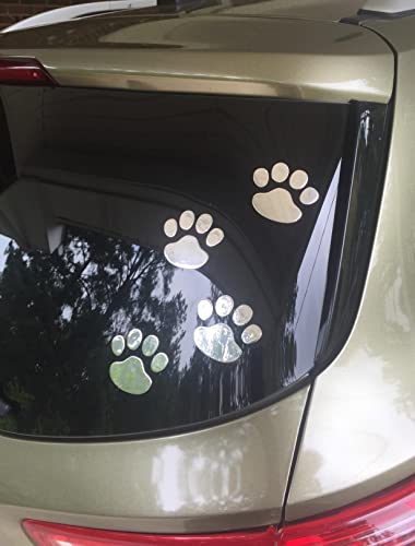 Image of LZLRUN 3D Dog Paw Footprint Sticker Decal Auto Car Emblem Decal Decoration (Silver)