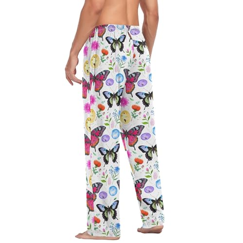 xigua Colorful Butterflies Mens Pajama Pants with Drawstring Pockets 5