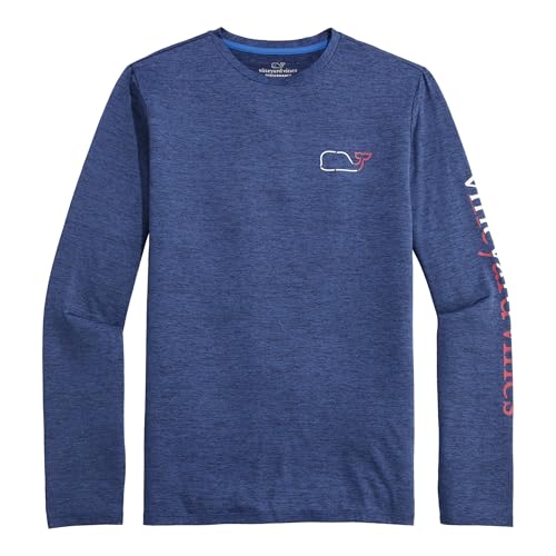 vineyard vines Men's On-The-go Whale Outline Long-Sleeve Harbor Performance Tee2