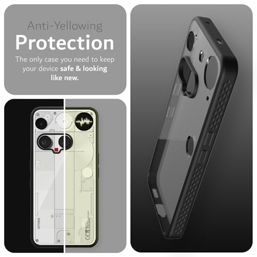 Image of TUDIA [LUCION Clear Fit Designed for Nothing Phone 3 Back Cover (2025), Shockproof Matte TPU Bumper Anti-Yellowing Transparent Hard Back Slim Grip Protective Case - Black