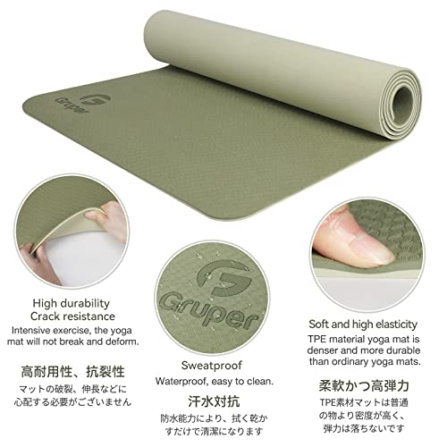 Image of Gruper Yoga Mat Non Slip, Eco Friendly Fitness Exercise Mat with Carrying Strap,Pro Yoga Mats for Women,Workout Mats for Home, Pilates and Floor Exercises