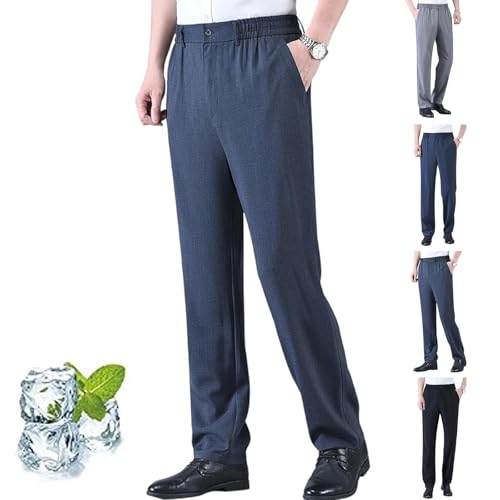 Caloset Cargo Stretch Pants, Icestrider Men's Super Stretch Loose Fit Pants, Men's Ice Silk Comfort Straight Trousers