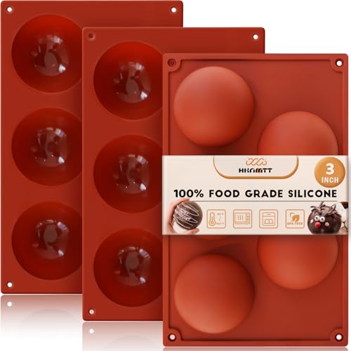 Image of HKNMTT Hemisphere Silicone Molds 3 Inch for Hot Cocoa Chocolate Bombs Valentines Semi Ball Making Kit Cake Decor Mould, Food Grade Non-stick Kitchen Baking Supplies Oven Safe