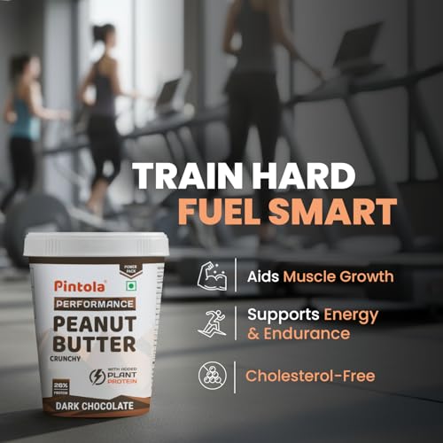 Image of Pintola Dark Chocolate Performance Series Peanut Butter (Crunchy) - 1kg | Vegan Protein | 26% Protein | High Protein & Source of Fiber