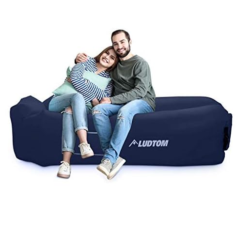 LUDTOM Inflatable Lounger Air Sofa Hammock, 440 lb Portable and Waterproof Ideal Inflatable Pouch Couch for Camping Gear and Accessories for Outdoors Pool Backyard Traveling Navy