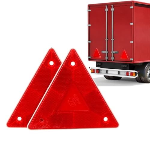 Reflector Trasero Rojo Triangular para Remolque (2 uds), Triángulos Reflectantes Rojos para Vehículos, Placa Reflectante Roja en Forma de Triángulo, Reflectante, 15 cm cada lado, 2 unidades