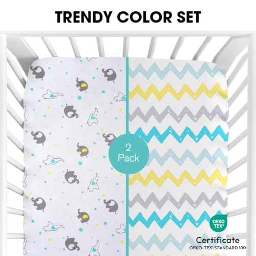 Image of Little Grape Land Crib Sheets for Boys and Girls, 2pk Baby Crib Fitted Sheet for Standard Size Crib and Toddler Mattress, Super Soft Baby Sheet
