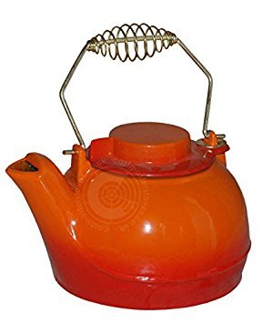 Functional Enamel Cast Iron Kettle Humidifier Tea Pot - Orange