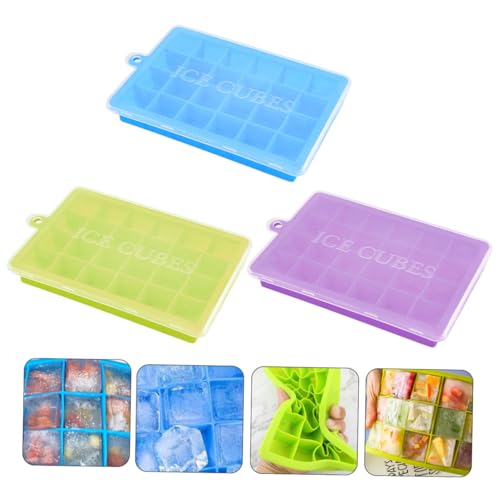 Molde para cubitos de hielo de silicona Healifty 3 piezas con tapa miniatura 7