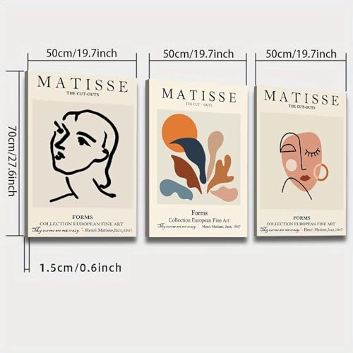 Tableaux abstraits modernes visages CAOXTART triptyque minimaliste zen pour grand mur salon - 4