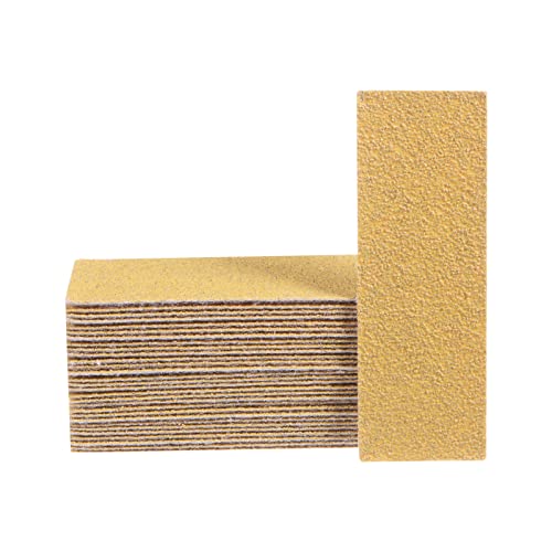 sourcing map 30pcs Micro Sander Paper 60 Grit 3.5x1.2 Inch Mini Sanding Sheets Strips Hook Loop Sandpapers for Wood Metal Small Projects Tight Spaces Polish Work