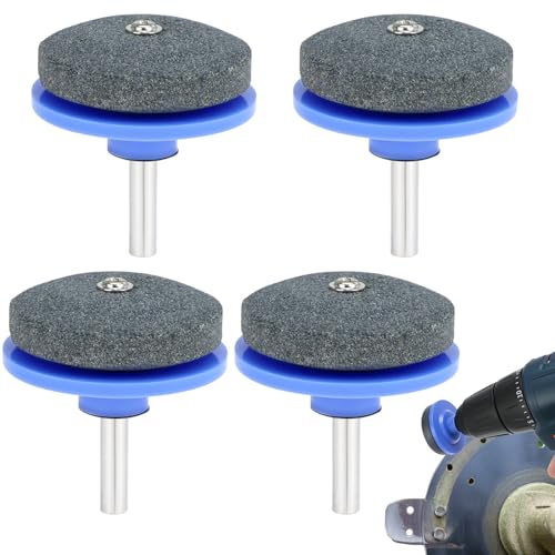 QWORK® 4 Pièces aiguiseur lame tondeuse, affûteur d'outils de jardin, pour perceuses manuelles, lames émoussées