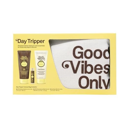 Sun Bum Premium Day Tripper, Travel-Sized Sun Care Pack with Moisturizing Sunscreen Lotion, Sunscreen Lip Balm and Hydrating Cool Down Lotion, Reef Friendly Broad Spectrum UVA/UVB Protection, Basic