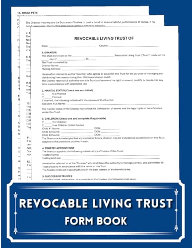 Revocable Living Trust Form Book: Estate Planning Organizer with Fillable Templates | Trust Workbook & Property Schedule