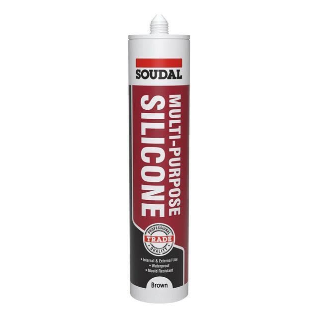 Soudal Trade Multi-Purpose Silicone Sealant Mould Resistant Waterproof 290ml (Brown)