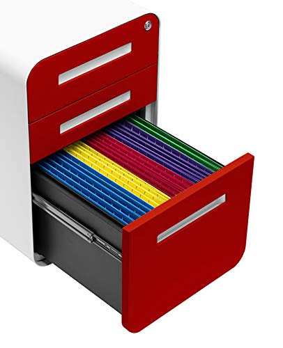 Laura Davidson Furniture Stockpile 3-Drawer File Cabinet for Home Office Commercial-Grade One Size, Red Faceplate - Thumbnail 4