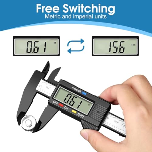Image of Plastic Digital vernier caliper, 6 inch with Large LCD Screen, Electronic Vernier Caliper Gauge Micrometer